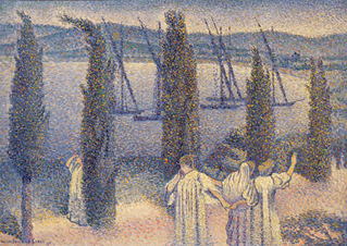 Henri-Edmond Cross, Nocturne with Cypresses (Nocturne aux cyprs)